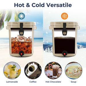 Portable Insulated Ice Chest Box with Spigot - Brown by Costway