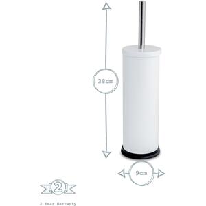 Round Stainless Steel Toilet Brush Holder Pack of 2 - White by Harbour Housewares