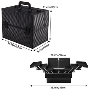 Aluminum Alloy Dual-Opening Cosmetic Organiser - Black / 37cm by komore