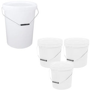 20 Litre Home Kitchen Garage DIY White Plastic Bucket With Lid and Handle - White by STORM TRADING GROUP