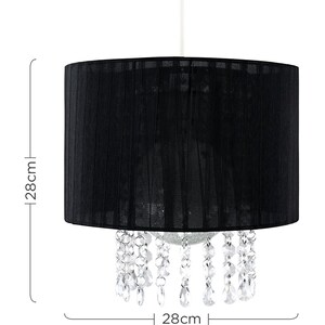 Modern Black Voile Ribbon Wrapped Pendant Shade With Acrylic Droplets - Black by ValueLights
