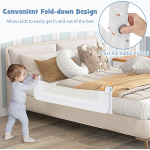 120 CM Swing Down Baby Bed Guard Rail by Costway