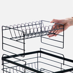 Dish Drainer for Kitchen Counter with Drainboard and Utensil Holder - Black by Livingandhome