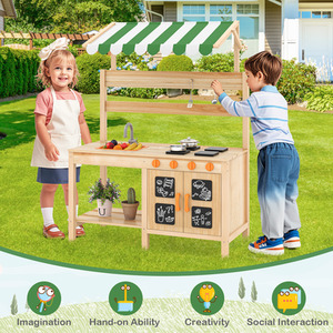 Kids Mud Kitchen with Canopy - Natural by GAINOOM