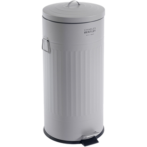 30L Retro Steel Kitchen Pedal Bin - Light Grey / Matt by Charles Bentley