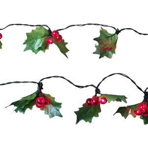 Christmas LED Red Berry and Holly Lights Green Cable - Red by Samuel Alexander