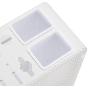 Acrylic Knife and Utensil Holder with Drain Tray - white / 11cm by Livingandhome