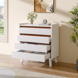 4-Tier Bedroom Chest Storage Cabinet - White / 80cm by Livingandhome