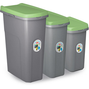 Slim Lift Top Kitchen Recycling Waste Bin - Green / 40l by Home Centre