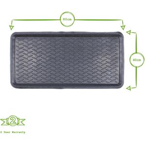 Heavy Duty Rubber Boot Tray 80 x 40cm Black Pack of 2 - Black by Nicola Spring