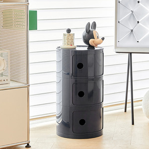 Round Beside Table Filling Cabinet Chest Unit Stockable - Black / 3 by Livingandhome