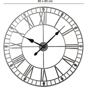 Skeleton Round Wall Clock - Silver Foiled by Home Garden Direct