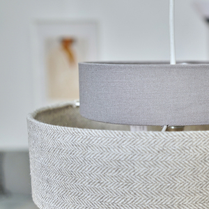 Weaver Dark Grey And Light Grey Herringbone Ceiling Pendant Shade - Grey by ValueLights