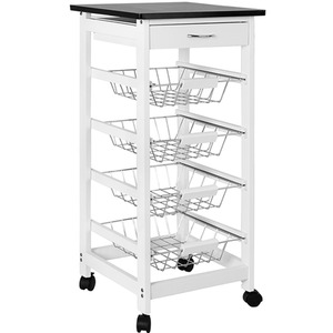 White Wooden Kitchen Trolley - White / 5.75kg by Vida Designs
