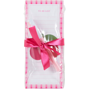 Cherry Magnetic Note Pad with Pen - Pink