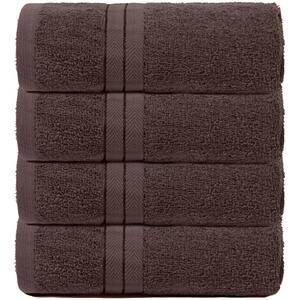 Pack of Cotton Hand Towels - Chocolate / 4 by Brentfords