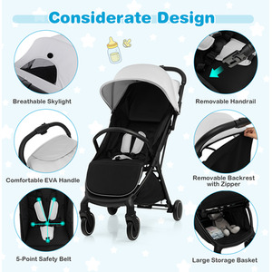 Lightweight Infant Baby Stroller - Grey by Costway