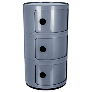 Round Beside Table Filling Cabinet Chest Unit Stockable - Grey / 3 by Livingandhome