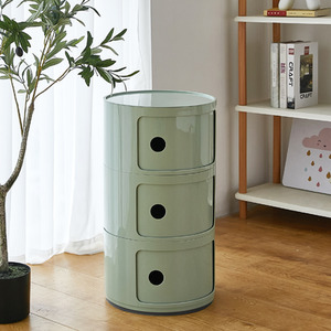 Round Beside Table Filling Cabinet Chest Unit Stockable - Green / 3 by Livingandhome