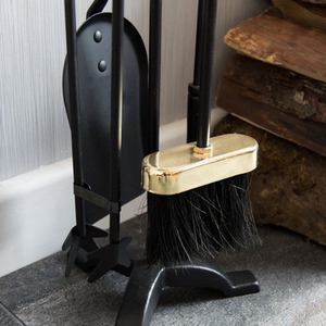 5 Piece Buxton Companion Set - Black and Brass / Brass Iron by Vida Designs