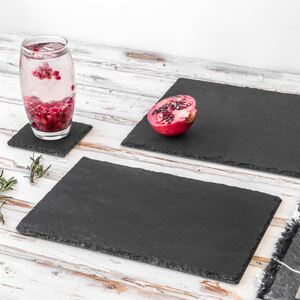 Argon Tableware 13 Piece Rectangle Slate Placemats Coasters Set - Grey by Argon Tableware