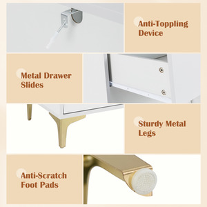 4-Drawer Dresser Storage Cabinet - Grey by Costway