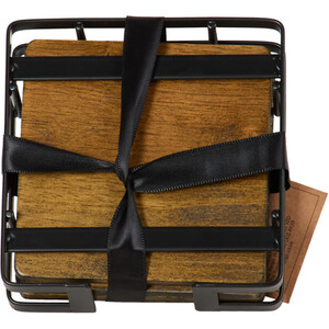 Set of 4 Malmo Wood Coasters - Brown