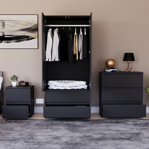 Denver Bedroom Set (2 Drawer Bedside, 3 Drawer Chest, 2 Door 2 Drawer Wardrobe) by Vida Designs