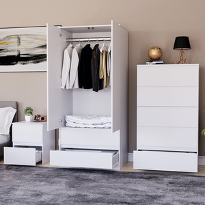 Denver Bedroom Set (2 Drawer Bedside, 5 Drawer Chest, 2 Door 2 Drawer Wardrobe) by Vida Designs