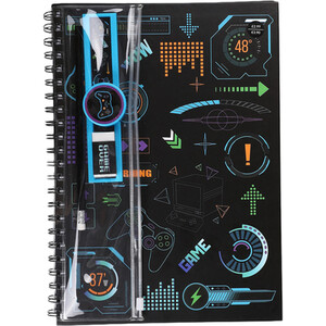 Game Time A4 Notebook Stationery Set - Black