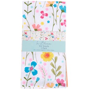 Pack of 3 In Bloom Tea Towels - White