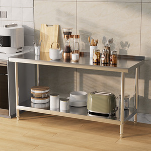 Two-Tier Stainless Steel Workbench with Backsplash - Silver / 15cm / 150cm by Livingandhome