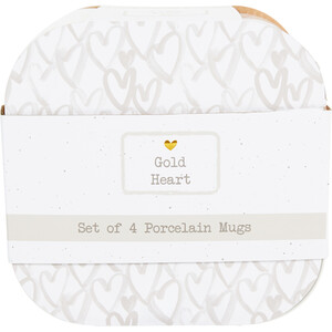 Pack of 4 Gold Heart Conical Mugs