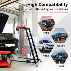 Foldable Topside Automotive Engine Creeper - Black by Costway