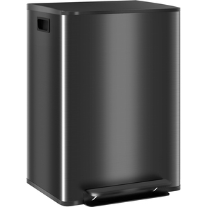 HOMCOM Double Kitchen Bin with Soft Close Lid - Black by HOMCOM