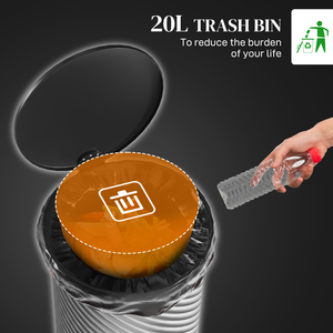 HOMCOM 20L Kitchen Bin with Soft-close Lid and Foot Pedal - Silver by HOMCOM