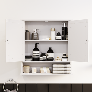 Priano 2 Door Mirrored Wall Cabinet With Shelf - White by Vida Designs