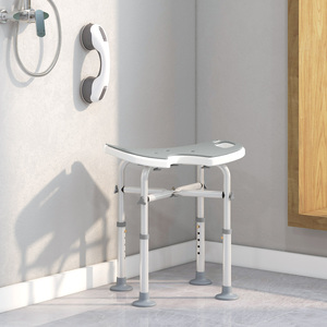 HOMCOM Adjustable Shower Stool with Grab Rail Padded Seat by HOMCOM