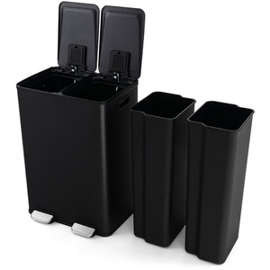 60L Dual Compartment Trash Can - Black by Costway