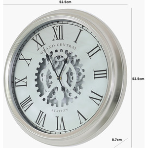 Metal Wall Clock for Bedroom Decor - Shiny Clear by Vanity Living