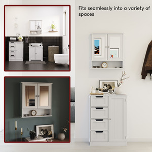 Priano 2 Door Mirrored Wall Cabinet With Shelf - White by Vida Designs