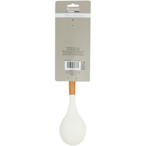 Retreat Silicone Solid Spoon with Wood Handle - White and Wood