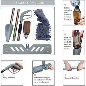 Spray Mop With Microfibre Cloth - Grey by Roseley