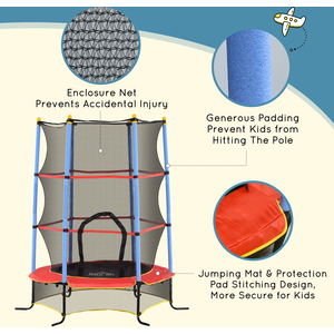 HOMCOM 6FT Kids Trampoline with Enclosure - Blue by HOMCOM
