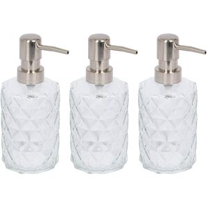 Prism Glass Soap Dispensers - 330ml - Pack of 3 - Clear by Harbour Housewares