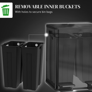 HOMCOM 20L Dual Kitchen Bin with Removable Inner Buckets by HOMCOM