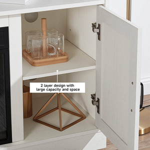 Recessed Electric Fireplace with TV Cabinet and Adjustable Flame - White by Livingandhome