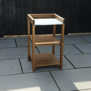 Outdoor Wooden Kitchen Side Table Shelves Pressure Treated - Brown by Waltons