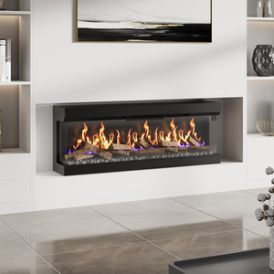 Smart Electric Fireplace with Three-Sided Flame Effect - Black / 125cm by komore