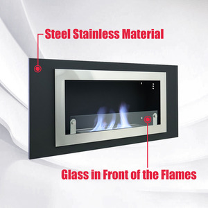 Stainless Steel Recessed Ethanol Fireplace - Black by Livingandhome